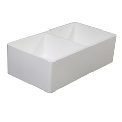 Kingston Brass 36 In. Double Bowl Farmhouse Kitchen Sink, Matte White, GKFA331810SQD