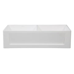 Kingston Brass 36 In. Double Bowl Farmhouse Kitchen Sink, Matte White, GKFA361810SQD