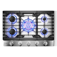 Fotile Appliance Package 30 In. Cooktop and 36 In. Wall Mount Range Hood in Stainless Steel, 900CFM, AP-GLS30501-8