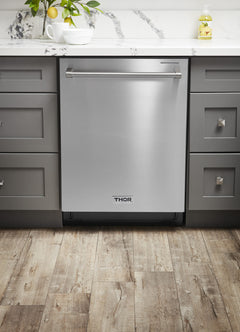 Thor Kitchen Package - 36 In. Natural Gas Range, Refrigerator with Water and Ice Dispenser, Dishwasher, AP-HRG3618U-9