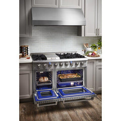 Thor Kitchen Package - 48 In. Propane Gas Burner, Electric Oven Range, Range Hood, Refrigerator with Water and Ice Dispenser, Dishwasher, Wine Cooler, AP-HRD4803ULP-11