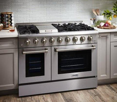 Thor Kitchen Package - 48 In. Gas Burner, Electric Oven Range, Range Hood, Refrigerator, Dishwasher, AP-HRD4803U-W-7