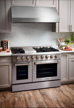 Thor Kitchen Package - 48 in. Propane Gas Range, Range Hood, Microwave Drawer, AP-HRG4808ULP-W-4