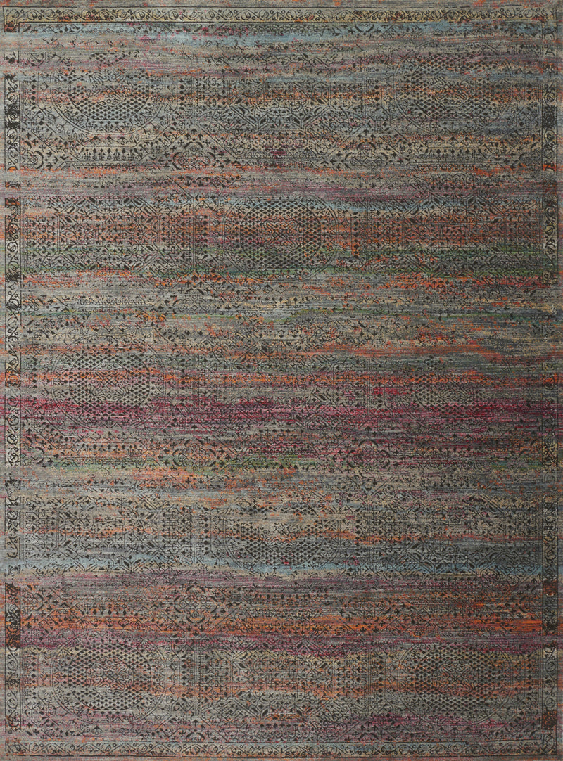 Loloi Rugs Javari Collection Rug in Charcoal, Sunset - 6.6 x 9.3 feet