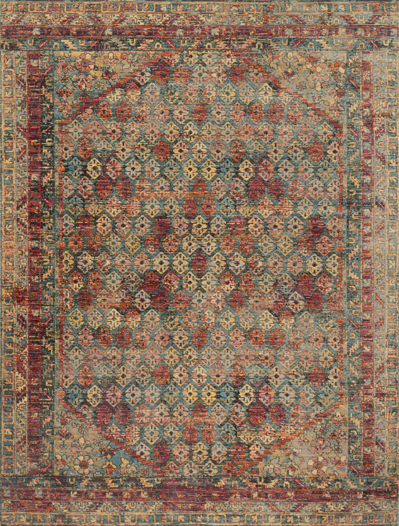 Loloi Rugs Javari Collection Rug in Slate, Berry - 6.6 x 9.3 feet