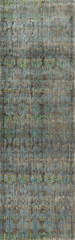 Loloi Rugs Javari Collection Rug in Steel, Lagoon - 6.6 x 9.3 feet