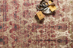 Loloi Rugs Javari Collection Rug in Drizzle, Berry - 6.6 x 9.3 feet