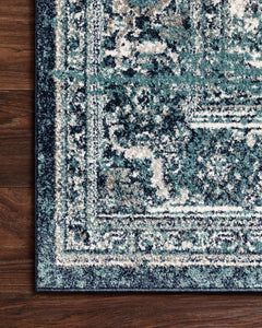 Loloi Rugs Joaquin Collection Rug in Ocean, Ivory - 9.5 x 13 feet