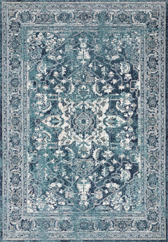 Loloi Rugs Joaquin Collection Rug in Ocean, Ivory - 9.5 x 13 feet