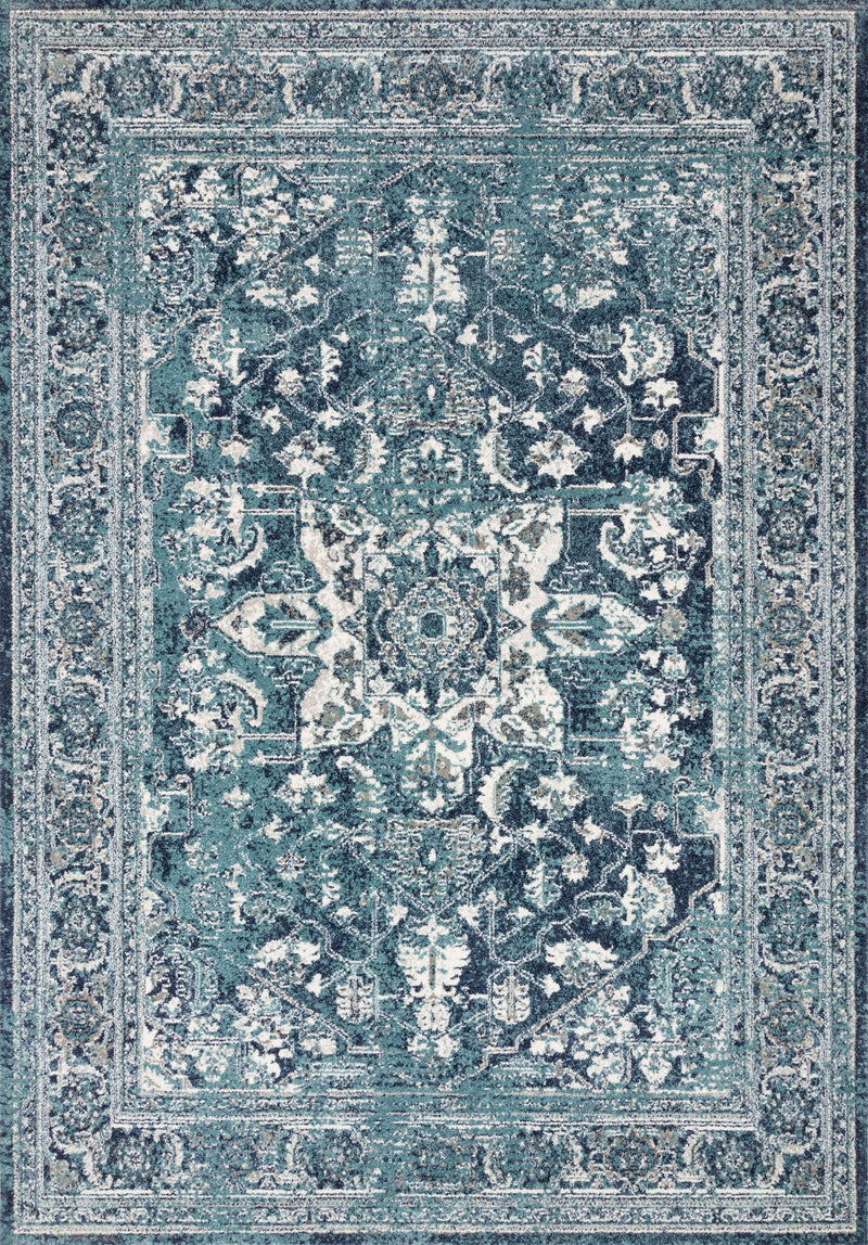 Loloi Rugs Joaquin Collection Rug in Ocean, Ivory - 9.5 x 13 feet