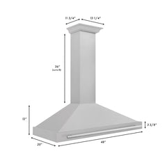 ZLINE 48 Inch DuraSnow® Stainless Steel Range Hood with Stainless Steel Handle, KB4SNX-48