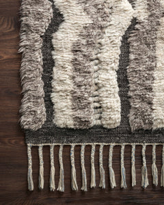 Loloi Rugs Khalid Collection Rug in Stone, Charcoal - 4 x 6 feet