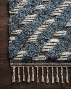 Loloi Rugs Khalid Collection Rug in Blue, Pewter - 4 x 6 feet