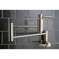 Kingston Brass Concord Two-Handle 1-Hole Wall Mounted Pot Filler Faucet In Brushed Nickel, KS8108DL