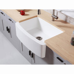 Kingston Brass 30 In. Farmhouse Single Bowl Kitchen Sink, Matte White, GKFA30229