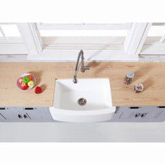 Kingston Brass 30 In. Farmhouse Single Bowl Kitchen Sink, Matte White, GKFA30229