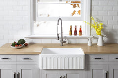 Kingston Brass 30 In. Apron Front Farmhouse Single Bowl Kitchen Sink, Matte White, GKFA301810CD