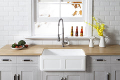 Kingston Brass 30 In. Apron Front Farmhouse Single Bowl Kitchen Sink, Matte White, GKFA301810DS