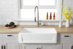 Kingston Brass 30 In. Apron Front Farmhouse Single Bowl Kitchen Sink, Matte White, GKFA301810LD