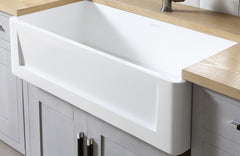 Kingston Brass 30 In. Apron Front Farmhouse Single Bowl Kitchen Sink, Matte White, GKFA301810LD