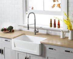 Kingston Brass 30 In. Apron Front Farmhouse Single Bowl Kitchen Sink, Matte White, GKFA301810SQ