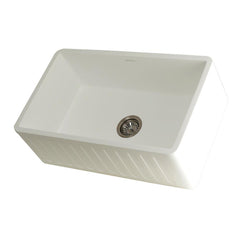 Kingston Brass 30 In Apron Front Farmhouse Single Bowl Kitchen Sink, Matte White, GKFA301810RM