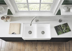 Kingston Brass 33 In. Arcticstone Solid Surface Farmhouse Kitchen Sink, Matte/Glossy White, GPFA331810BCD