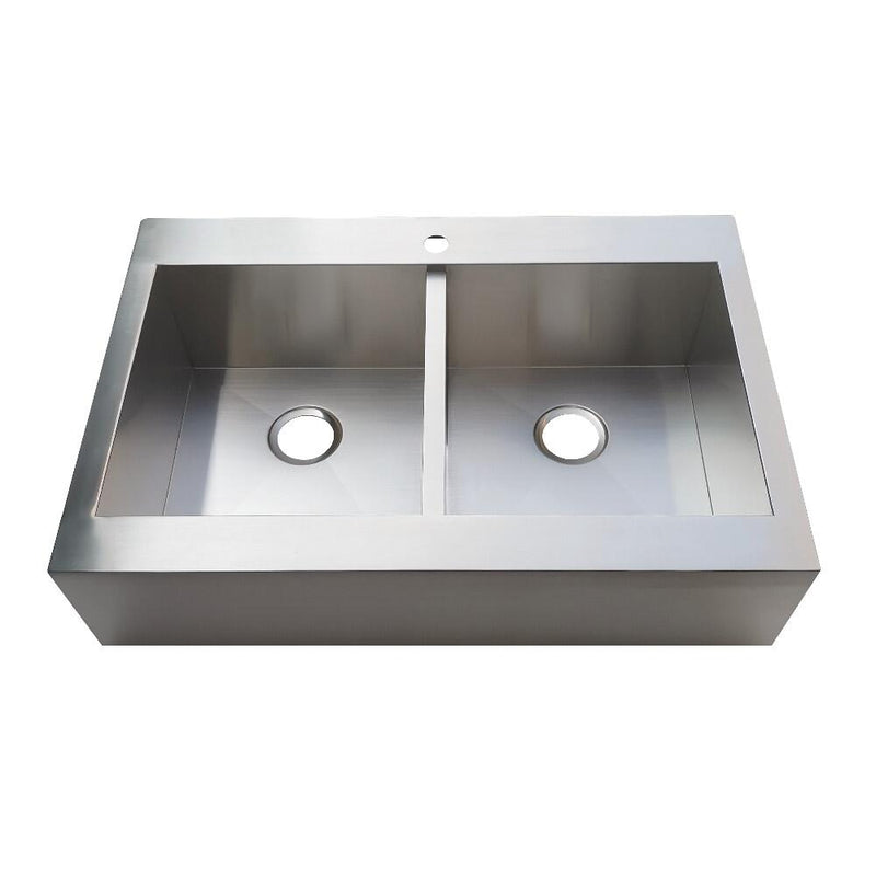 Kingston Brass 33 In. Edinburg Drop-In Double Bowl Kitchen Sink, Brushed, GKTDF332491