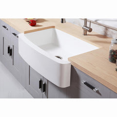 Kingston Brass 33 In. Farmhouse Single Bowl Kitchen Sink, Matte White, GKFA33229