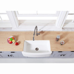 Kingston Brass 33 In. Farmhouse Single Bowl Kitchen Sink, Matte White, GKFA33229