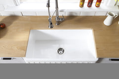 Kingston Brass 33 In. Apron Front Farmhouse Single Bowl Kitchen Sink, Matte White, GKFA331810CD