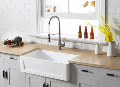 Kingston Brass 33 In. Apron Front Farmhouse Single Bowl Kitchen Sink, Matte White, GKFA331810SQ