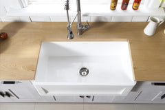 Kingston Brass 33 In. Apron Front Farmhouse Single Bowl Kitchen Sink, Matte White, GKFA331810SQ