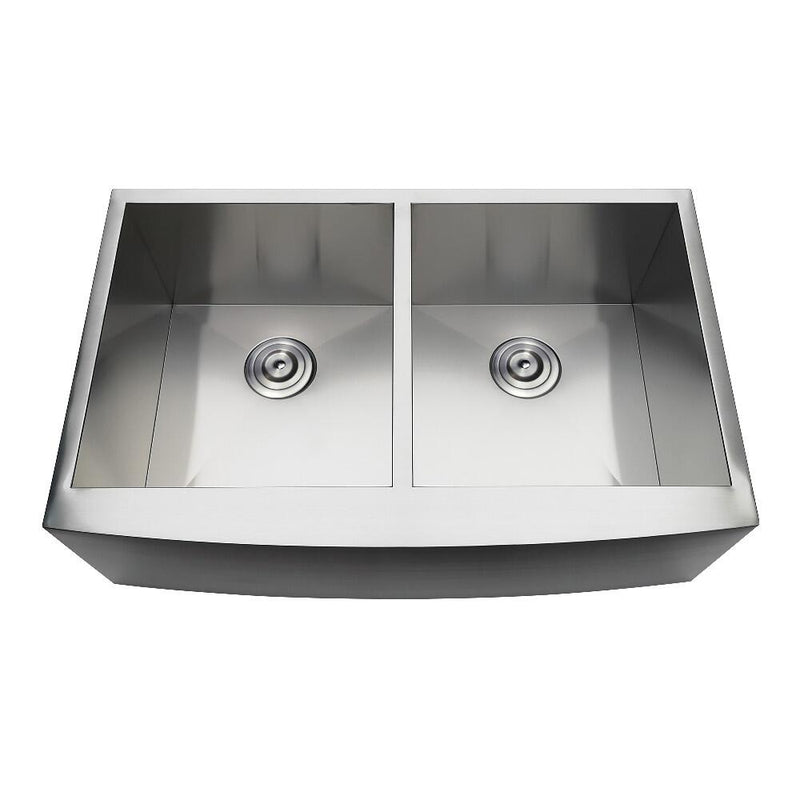 Kingston Brass 33 In. Stainless Steel Double Farmhouse Kitchen Sink, Brushed, GKUDF332110