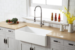 Kingston Brass 36 In. Apron Front Farmhouse Single Bowl Kitchen Sink, Matte White, GKFA361810BC