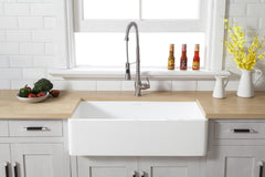 Kingston Brass 36 In. Apron Front Farmhouse Single Bowl Kitchen Sink, Matte White, GKFA361810BC