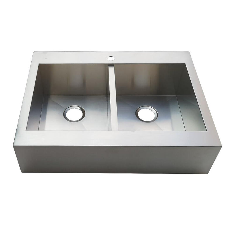 Kingston Brass 36 In. Edinburg Drop-In Double Bowl Kitchen Sink, Brushed, GKTDF362491