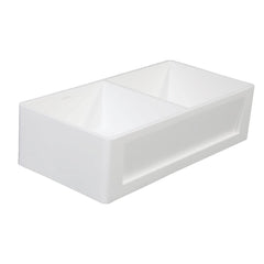 Kingston Brass 36 In. Double Bowl Farmhouse Kitchen Sink, Matte White, GKFA361810SQD