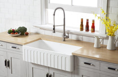 Kingston Brass 36 In. Apron Front Farmhouse Single Bowl Kitchen Sink, Matte White, GKFA361810CD