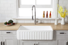 Kingston Brass 36 In. Apron Front Farmhouse Single Bowl Kitchen Sink, Matte White, GKFA361810CD