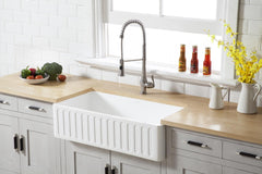 Kingston Brass 36 In. Apron Front Farmhouse Single Bowl Kitchen Sink, Matte White, GKFA361810RM