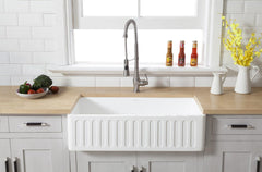 Kingston Brass 36 In. Apron Front Farmhouse Single Bowl Kitchen Sink, Matte White, GKFA361810RM