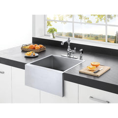 Kingston Brass 21 Inch Apron Front Farmhouse Single Bowl Kitchen Sink, Brushed, KUF212110BN