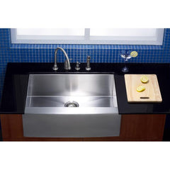 Kingston Brass 30 Inch Apron Front Farmhouse Single Bowl Kitchen Sink, Brushed, KUF302110BN