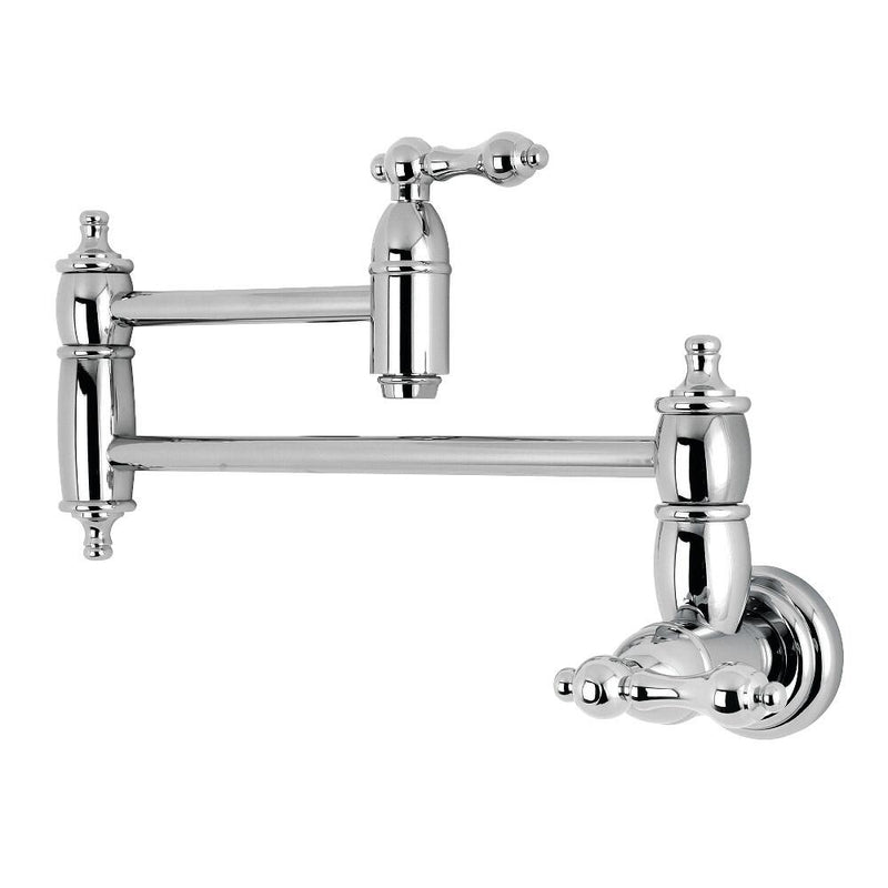 Kingston Brass Restoration Two-Handle 1-Hole Wall Mounted Pot Filler Faucet In Polished Chrome, KS3101AL