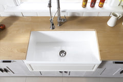 Kingston Brass 33 In. Apron Front Farmhouse Single Bowl Kitchen Sink, Matte White, GKFA331810LD