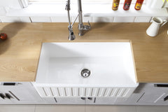 Kingston Brass 33 In. Apron Front Farmhouse Single Bowl Kitchen Sink, Matte White, GKFA331810RM