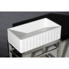 Kingston Brass 33 In. Apron Front Farmhouse Single Bowl Kitchen Sink, Matte White, GKFA331810RM