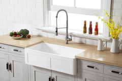 Kingston Brass 36 In. Apron Front Farmhouse Single Bowl Kitchen Sink, Matte White, GKFA361810DS