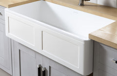 Kingston Brass 36 In. Apron Front Farmhouse Single Bowl Kitchen Sink, Matte White, GKFA361810DS